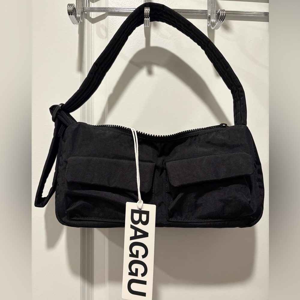 NWT BAGGU Black Cargo Shoulder Bag
